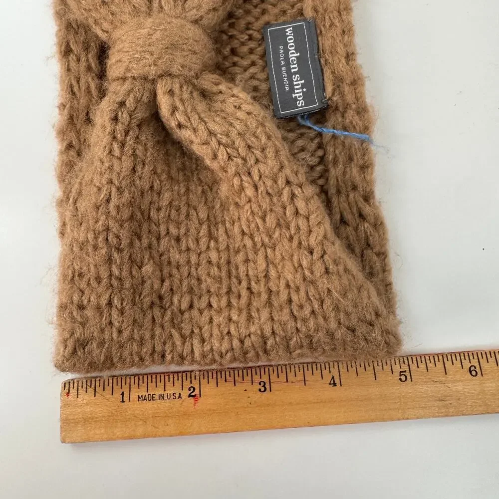 Wooden Ships Brown Headband Chunky Knitted Twist Winter Ear Warmer Knot Hair 9x5
